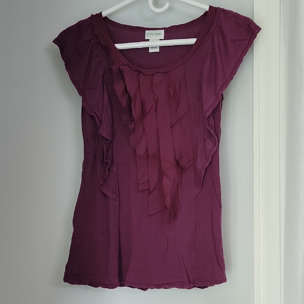 Motherhood Maternity Purple Ruffle Blouse